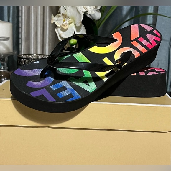 Michael Kors Shoes - Michael Kors Bedford Wedge Rainbow Flip Flop